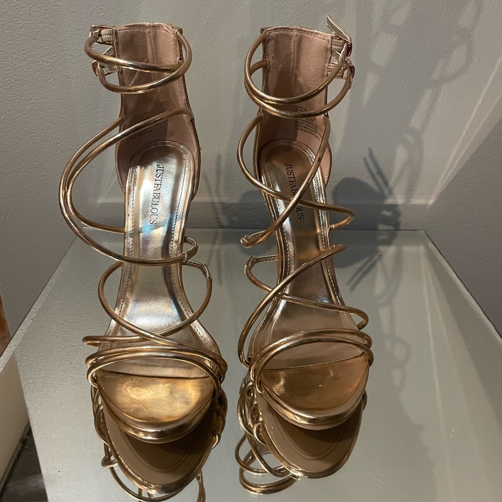 Gold Strappy Stiletto Sandal